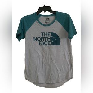 North Face Grey and Turquoise T-Shirt